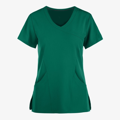 Women 3 Pocket STRETCH Mock Wrap Scrub Top